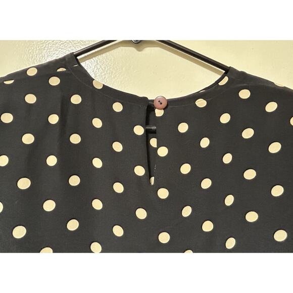 Vintage Smooth Premier Women's Silk Black Polka Dot Short Sleeve Blouse-Size Med - Picture 3 of 4